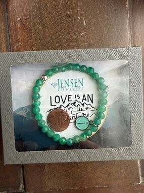 Jensen Jewels Green Beaded Stretch Bracelet with Charm